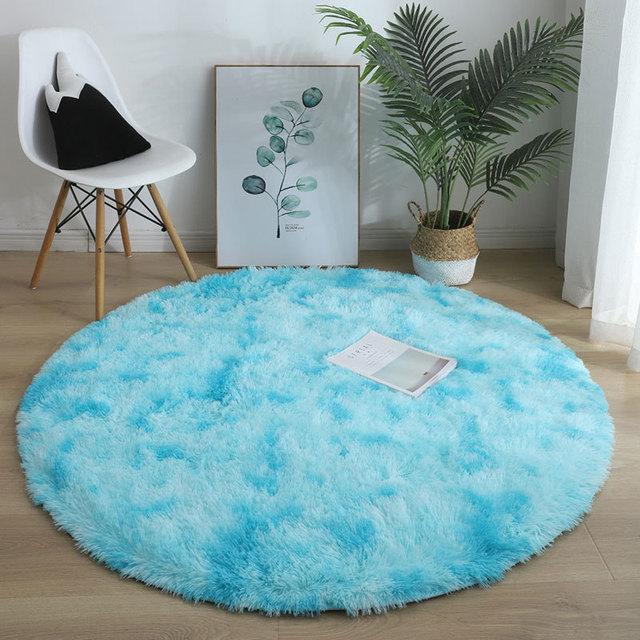 Round Long Hair Carpet For Living Room Modern Home Decoration Mats Children 'S Room Bedroom Computer Chair Non -Slip Fluffy Rugs