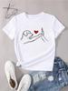 Womens Casual ShortSleeve TShirt with Dog HighFive and Heart Print Round Neck Tee for Everyday Wear