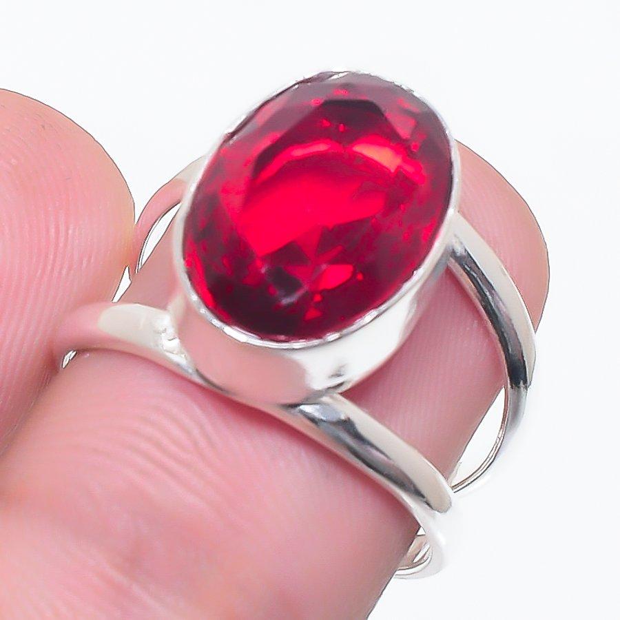 Garnet Gemstone 925 Sterling Silver Jewelry Ring Size 6.5