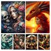 Dragon and Girl, Skull Rose 5D DIY Diamond Painting Kit New 2024 Diamond Mosaic Embroidery Cross Embroidery Wall Decoration