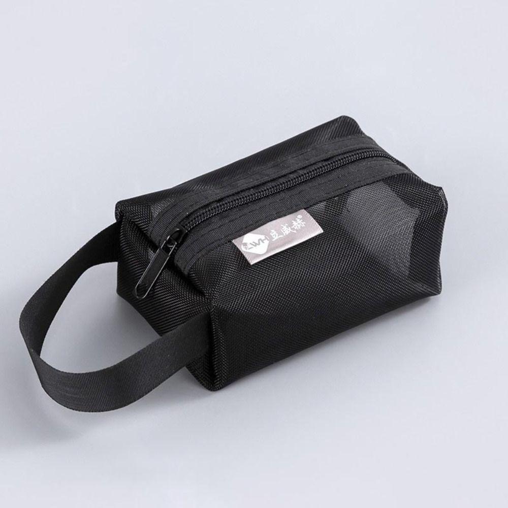 Легкая квадратная сетчатая сумка для хранения, косметичка большой емкости, портативный мини-кошелек на молнии для монет