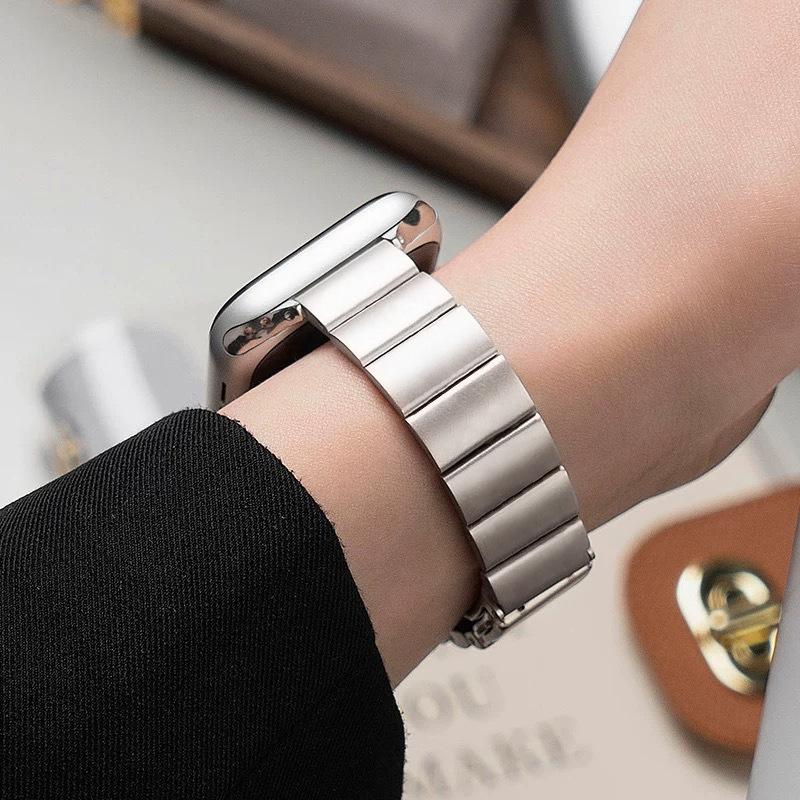 Совместимый ремешок Apple из нержавеющей стали для S11/S10/iWatch 9 - Стиль «Бамбуковый сустав»