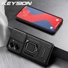 KEYSION Shockproof Armor Case for Xiaomi POCO X7 Pro Slide Camera Lens Protection Ring Stand Phone Back Cover for Redmi Turbo 4