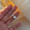 Classic Elegant Silver Single Shiny Zircon Round Grey White Pearl Pendant Necklaces for Women Collarbone Chain Jewelry
