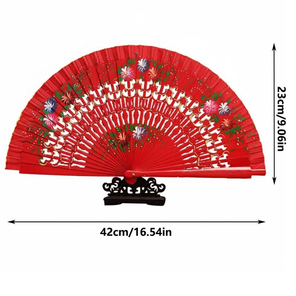 Colorful Hand Painted Fan Wooden Chinese Vintage Fan Portable Spanish Wood Fan Home Decor