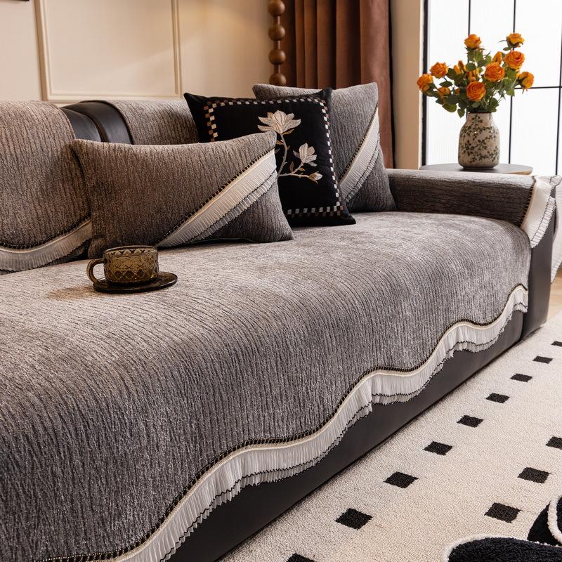 New Special-Shaped Sofa Cushion, Four-Season Universal Light Luxury Non-Slip Sofa Cover, Living Room Leather Sofa, Advanced Seat Cushion