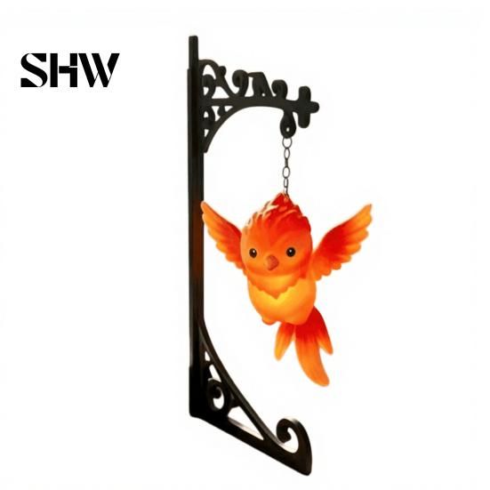 Retro Dark Fantasy Decor Hanging Magic Owl Bird Deer Bookend Lamp, Gothic Metal Bookshelf Light, Magical Lantern for Reading Nook Vintage Library