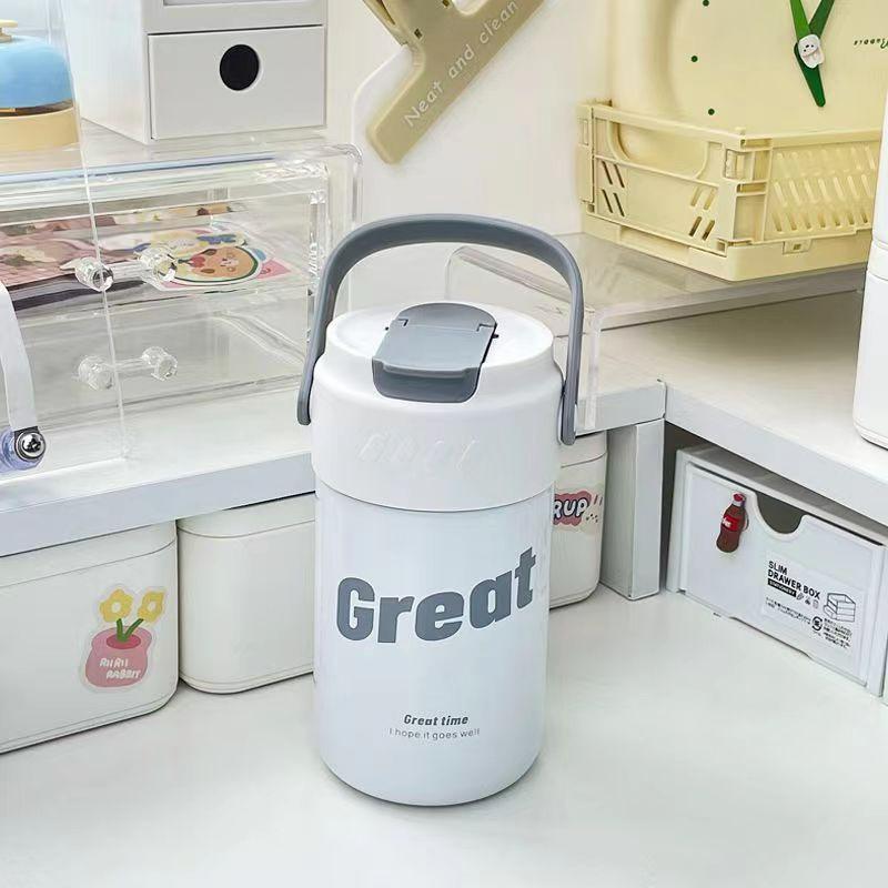 Innovative 316 Stainless Steel Straw Thermos: Portable Tea-Separation Vacuum Cup for Flowers and Tea