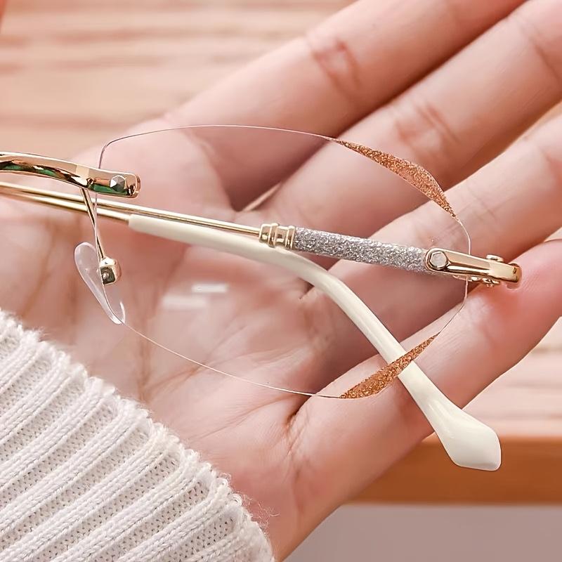 +1.0 до +4.0 Безободковые очки для чтения Глиттер Модные очки для пресбиопии Компьютерные очки для чтения для женщин