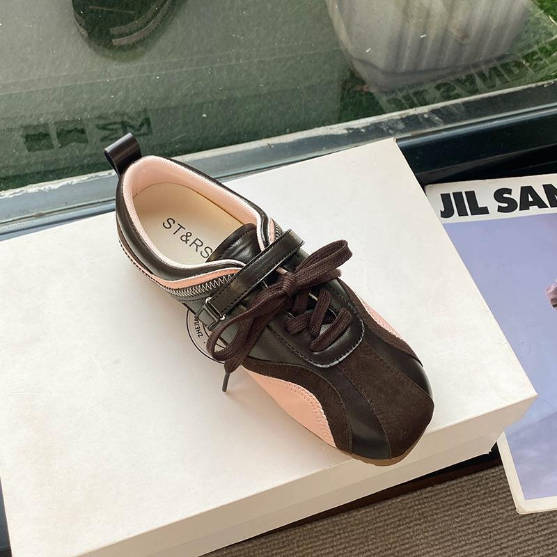 Спортивная обувь на шнуровке Forrest Gump женская 2025 осень новая кожаная модная нишевая универсальная повседневная обувь для моральной подготовки женщин