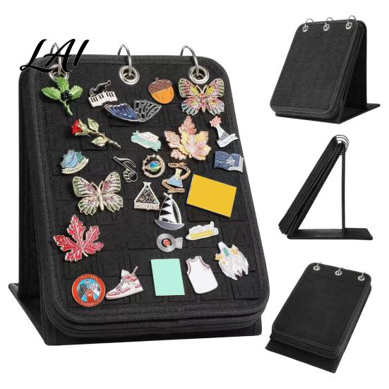 Desktop Storage for Collectors Enamel Pin Felt Display Holder Large Capacity 5 Pages Badge Collection Stand Classified Folder Wear Resistant