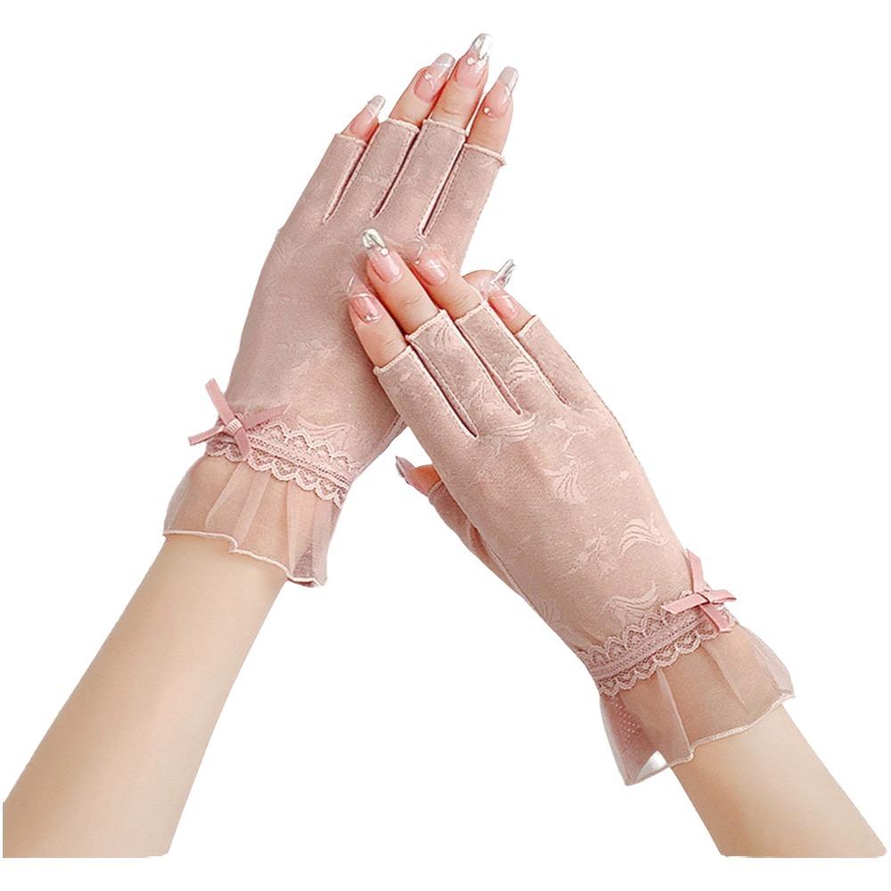 Non-slip Sun Protection Gloves Breathable Lace Gloves Fashion Women Half-finger Gloves Summer