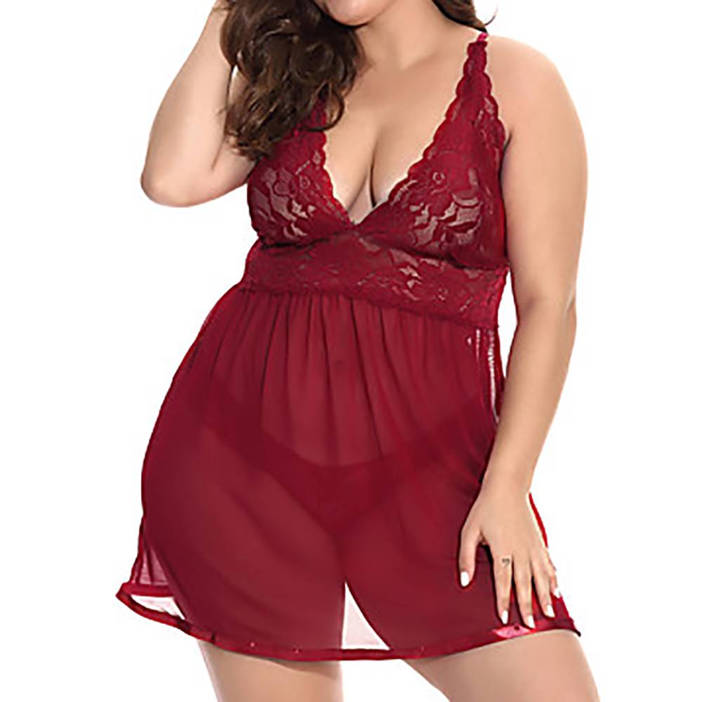 Элегантный кукольный комплект больших размеров с цветочным принтом, женская сексуальная пижама, сексуальное женское белье, кружевная ночная рубашка