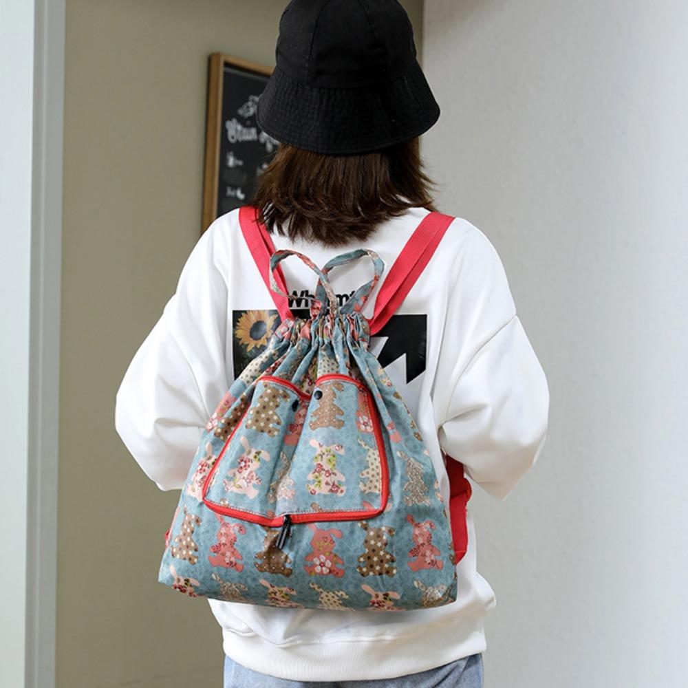 Lightweight Drawstring Bag Multifunctional Folded Backpack Portable Shopping Bag Camping