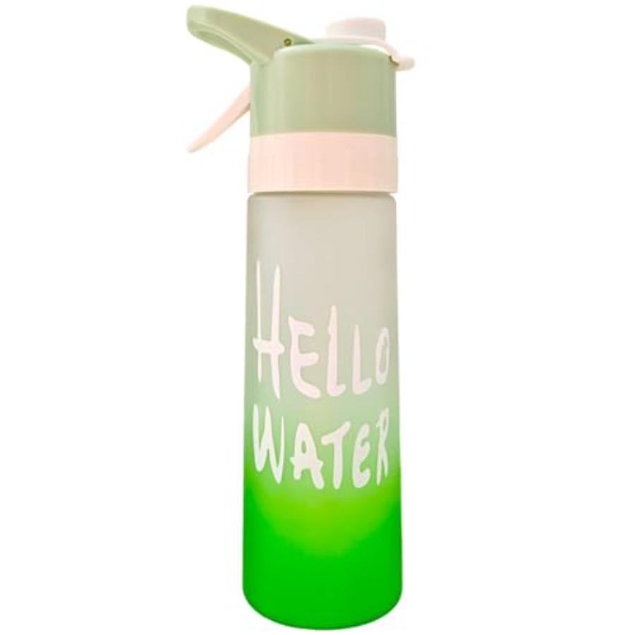22 OZ 2 in 1 Misting Water Bottle Large Ccity Wide Mouth Leak Proof Green for Mountaineering Gym Cycling Sports Activities