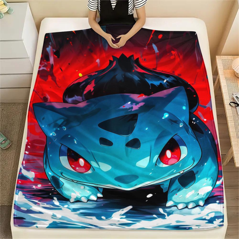 Bulbasaur Flannel Blanket Print Design Cozy Soft for Couch Bed Picnic Travel.-TING