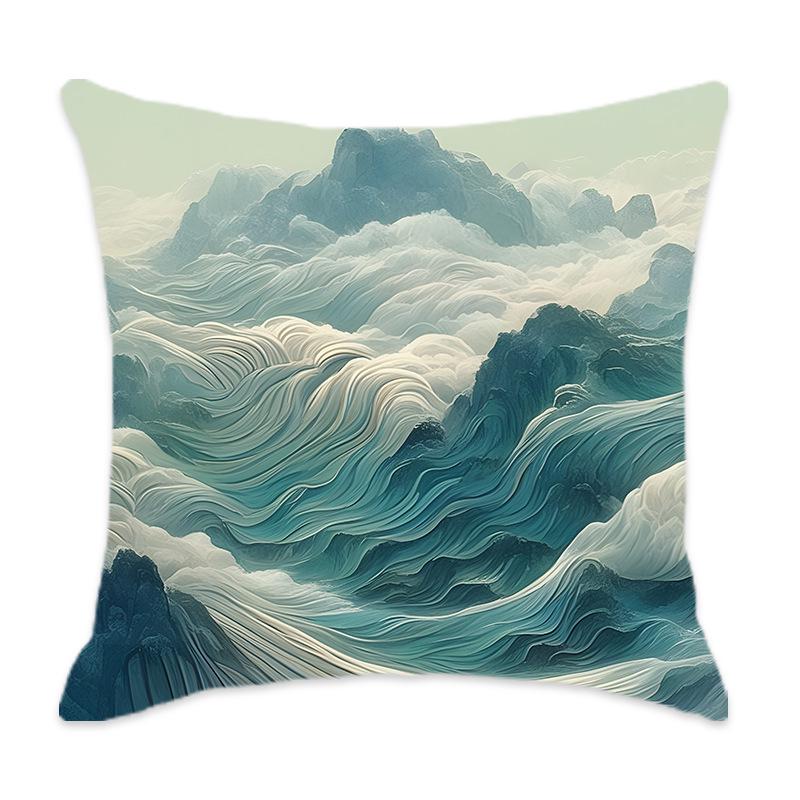 Comfortable Cyan Mountain Series Cushion for Car, Home, Bedroom, and Bedside