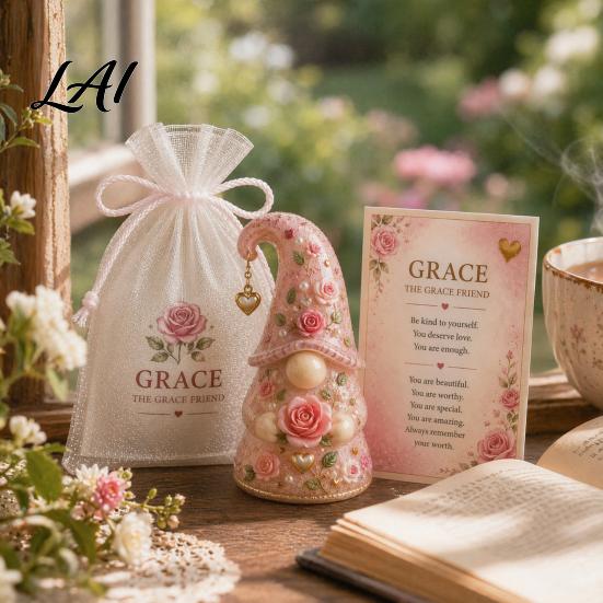Gnome Ornament Emotional Support Figure with Card And Encouragement Gift for Her Gauze Bag Positive Energy Women Decor