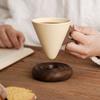 Cone Coffee Cup & Saucer Set Mid-Century Modern Cone Mug with Wooden Handle Handcrafted Ceramic Latte Mug Home Cafe Decor Gift for Coffee Lovers