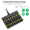 SEIVI Ni MH USB Зарядное устройство для аккумуляторов AA AAA с ЖК-дисплеем, Восьмиместное настольное зарядное устройство с 8 аккумуляторами AAA