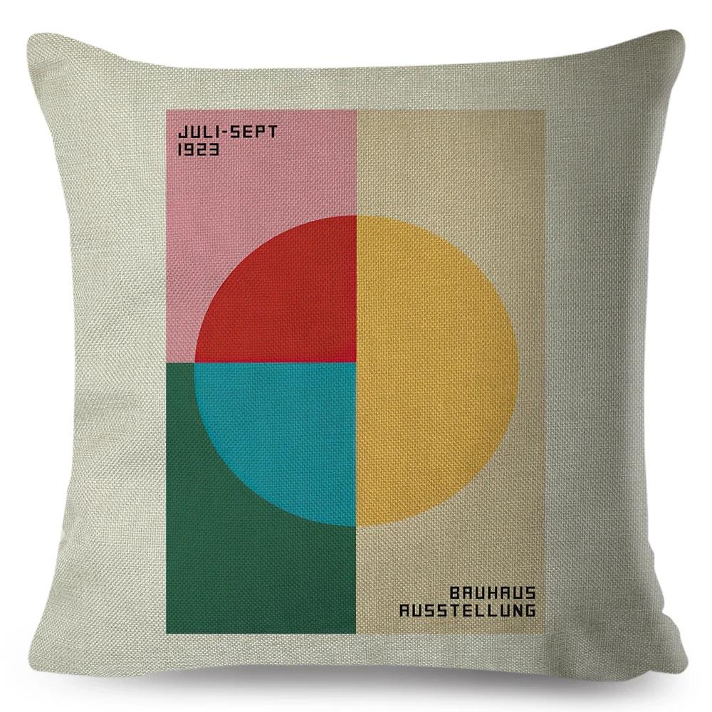 Nordic Polyester Throw Pillow Case for Sofa Minimalist Color Block Double Print Cushion Cover Decor Bauhaus Modern Pillowcase