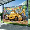 1pc Building Theme Birthday Party Banner - Excavator and Bulldozer Pattern Design, with "Happy Birthday"