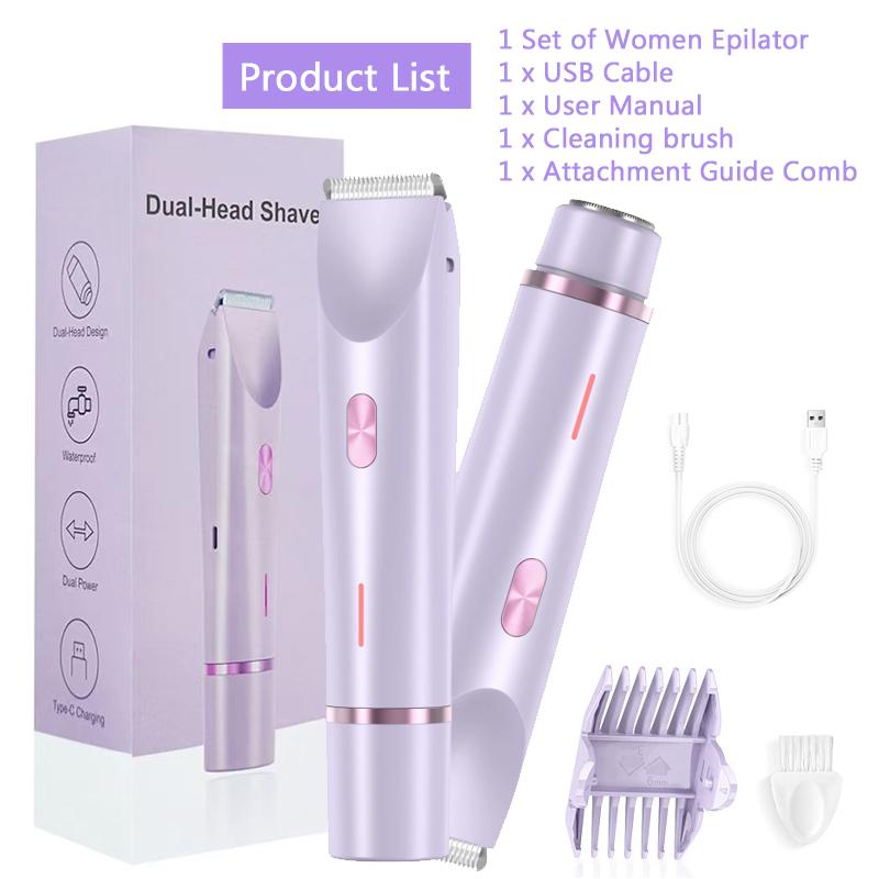Электробритва 2-в-1 для удаления волос у женщин, портативный нож для удаления волос, беспроводной безболезненный триммер для тела, триммер для бикини