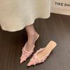 Fashion Summer Women's Fashion High Heel Mules Slippers Elegant Cover Toe Dress Lace Slides Ladies Dancing Party Prom Shoes