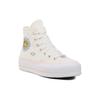 Converse Chuck Taylor All Star Lift Platform Женские кроссовки с высокой цветочной вышивкой Кремовый Egret Cheeky-Coral A03516C