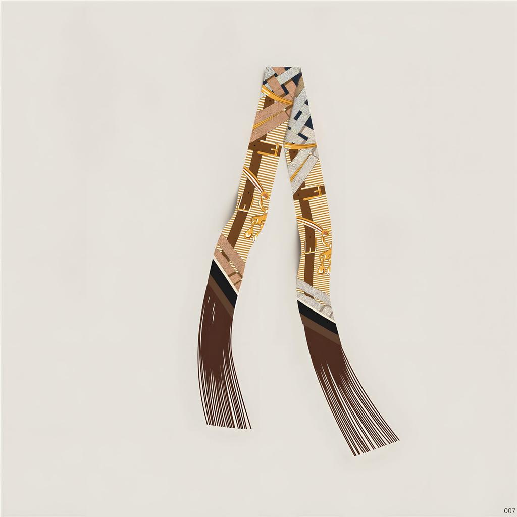 New Korean version of tassel small scarf female imitation silk twill silk silk scarf long silk scarf fashionable versatile streamer headscarf