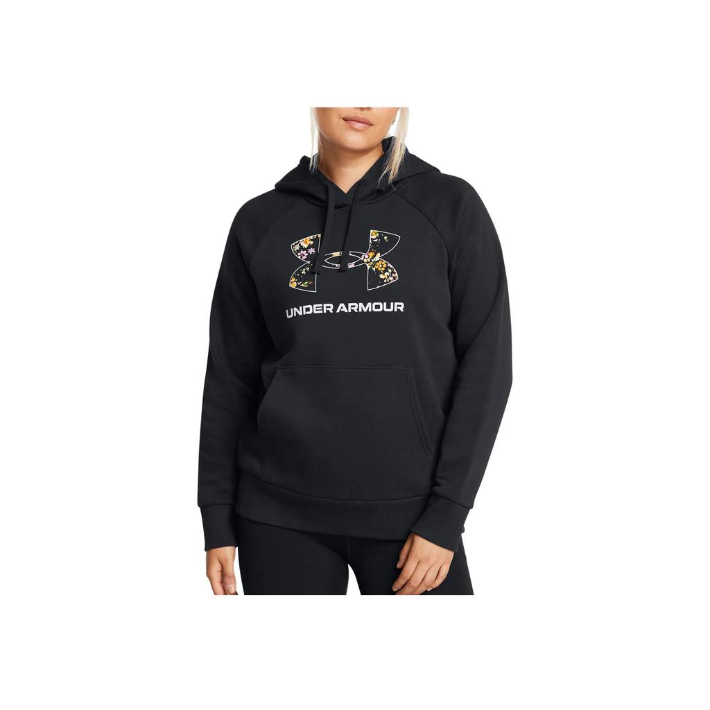 Under Armour Rival флисовый принтованный капюшон модная толстовка женская толстовка черная 1387029-001