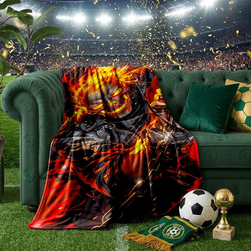 Ghost-Rider On Fire Throws Blanket Flannel Blankets Plush for Couch Bed Gifts for Men Women Travel picnic blanket Christmas fan gifts
