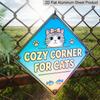 2D Flat, 1pc Vintage Cat-Themed Metal Wall Decor - Retro Aluminum Sign Suitable for Office, Bedroom - Minimalist Cat Resting with Hanging