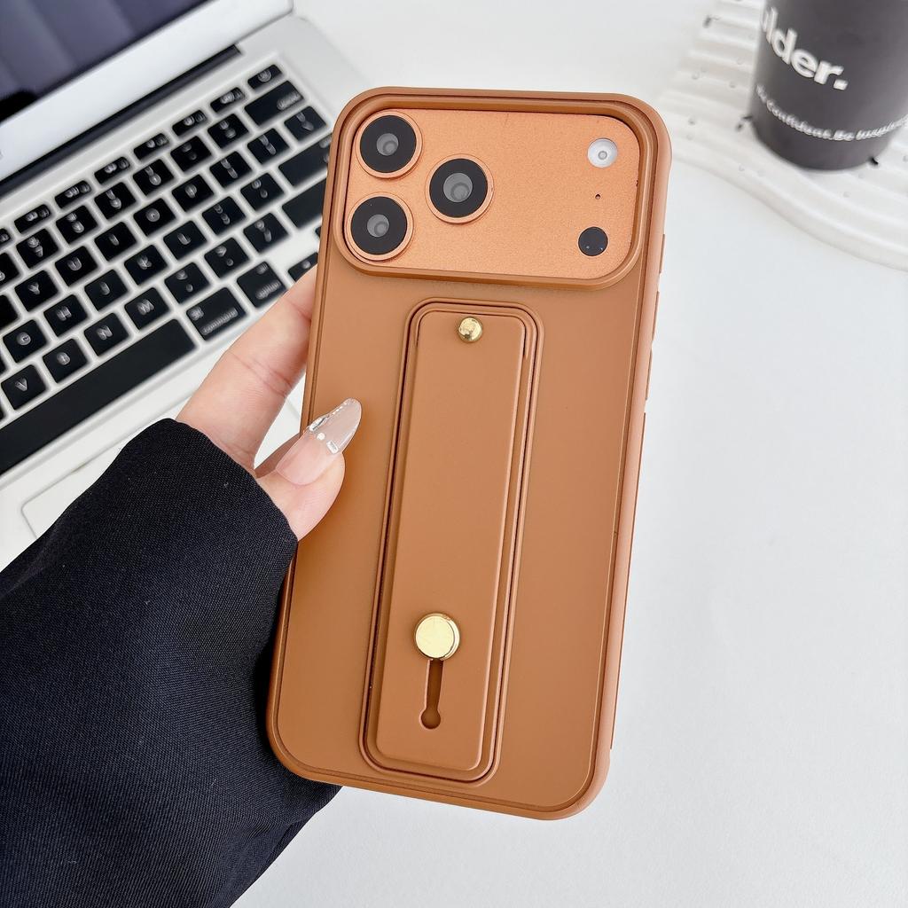 Роскошный Бизнес-Чехол для Телефона для iPhone 17 Pro Max 16 Plus 15 14 13 12 Ударопрочный Тонкий с Ремешком на Запястье и Подставкой