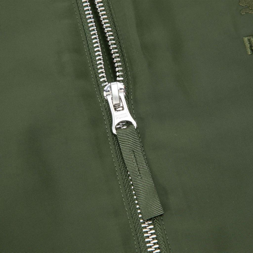 Puma Bz Cc тканая утепленная куртка на молнии с рисунком животных, длинное хлопковое пальто, куртка унисекс, армейский зеленый цвет 625541-69