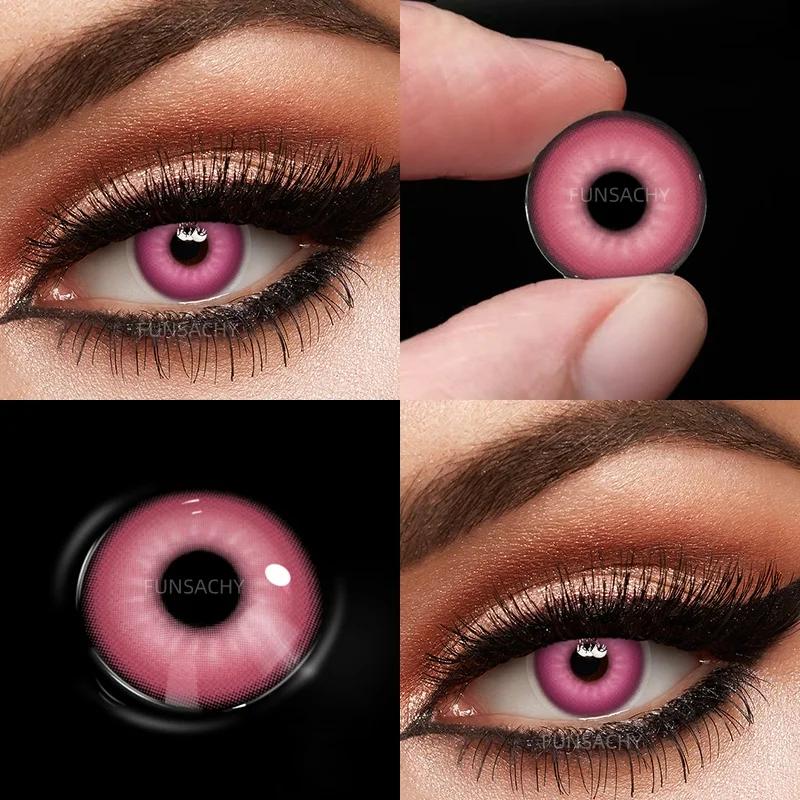 FUNSACHY 1 Pair Colored Contact Lenses for Cosplay Mesh Zombies Cosplay Halloween Party Makeup Softlens Anime Coser Accessories