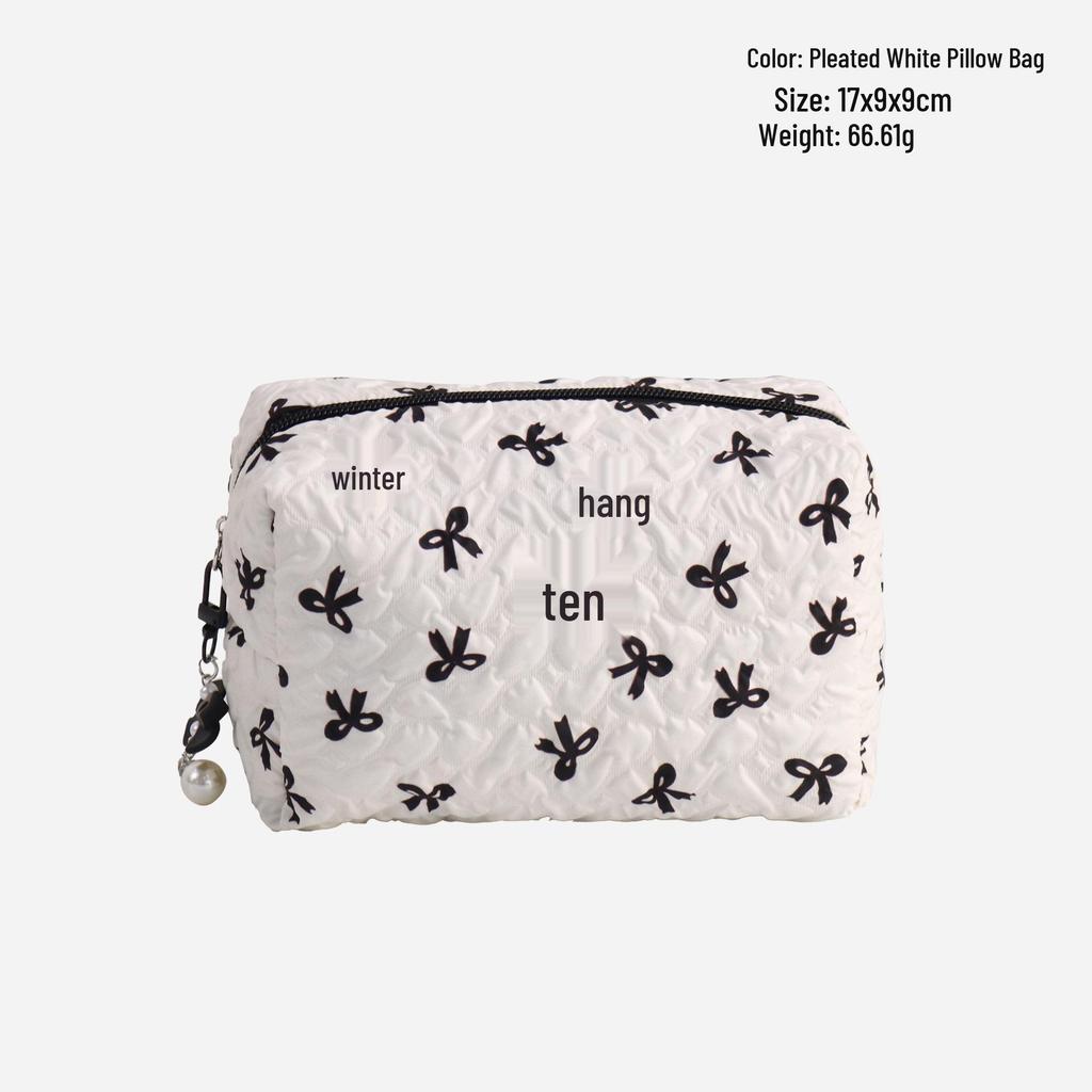 Большая Милая Сумка для Макияжа с Бантом - Портативный Клатч для Хранения Туалетных Принадлежностей и Косметики