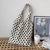 2025 Nordic Polka Dot Canvas Tote Bag - Japanese & Korean Style for College Students