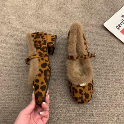 AJGS Женские туфли с круглым носком и квадратным каблуком из бархата и матовой кожи Женские удобные мокасины Кожаные туфли Мэри Джейн Каблуки с леопардовым принтом