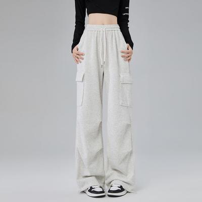 Повседневные спортивные брюки Рабочие брюки Новые весенне-летние Завышенная талия Утягивающие Прямые Широкие брюки