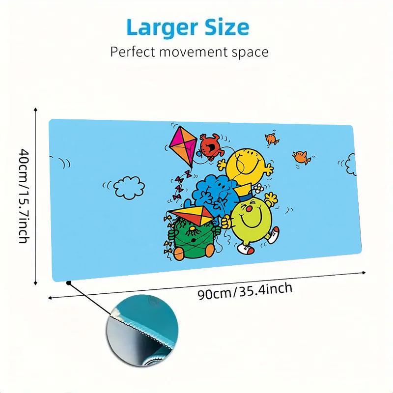 Mr. Men Little Miss Large Size Mouse Pad Large Gaming Table Cushion Non-slip Laptop Tablet Big Mousepad XXL Mat Mini PC Playmat With Lock edge