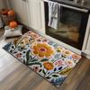 Flower-printed Cashmere Floor MATS, Anti-slip Floor MATS for Bathrooms, and Festive Decorative Door MATS for Living Rooms and Bedrooms