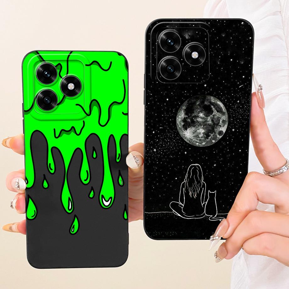 Phone Case For Honor X5C Plus 2025 New Fashion Black Cat Cartoon Dragon Animals Pattern Bumper Honor X5C Soft Liquid Silicone