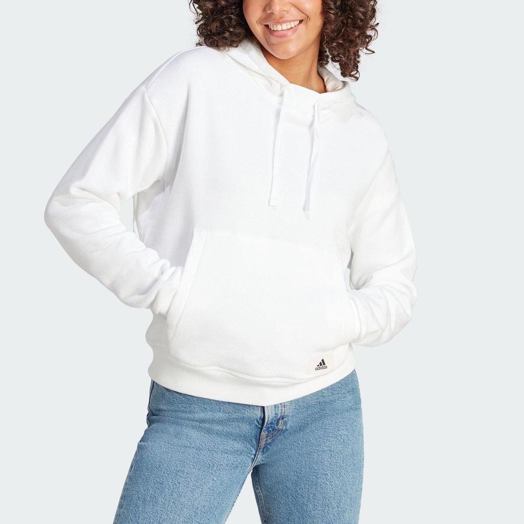 Adidas Solid Color Sports Casual Hoodie Women Hoodies White IU3173