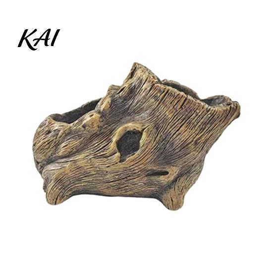 Durable Resin Succulent Pots Tree Stump Flowerpot for Succulents Small Plants, Imitation Wood Grain Planter Compact Flower Windowsills Indoor