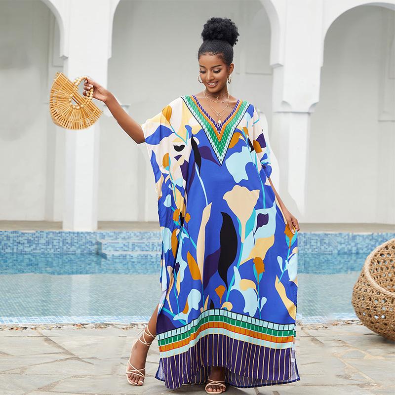 EDOLYNSA 2023 Лонг-Бич накидка кафтан платье макси пляжная одежда оверсайз бикини накидка халат пляж саронг пляжная туника Q807