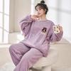 Thickened Warm Sleepwear for Winter Coral Velvet Student Nightwear Homewear Two-Piece Ladies Pajamas Loungewear Set