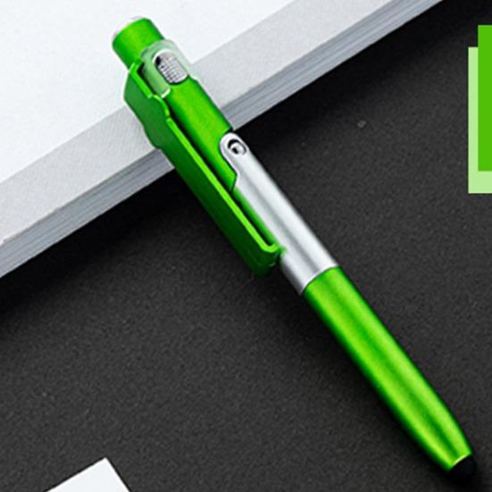 Шариковая ручка 4-в-1 со стилусом, светодиодной подсветкой, подставкой для телефона, плавное письмо