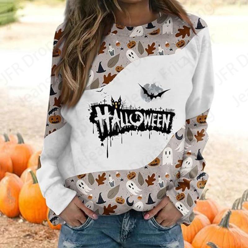 Happy Halloween 3D Print Hoodies Women Fashion Oversize Hoodie O-Neck Halloween Sweatshirt Girl Coat Women Sweatshirts Girl Clothes