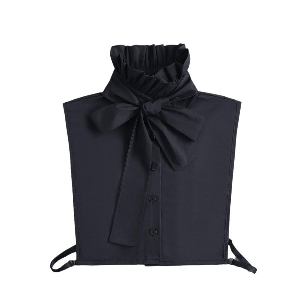 Perfect Match New Cotton Ruffle Bow Decoration Detachable White Fake Collar Black Blouse Sweater Lapel Top Clothing Accessories